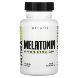 Мелатонин 3 мг, NutraBio Melatonin, 120 капсул