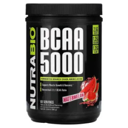 BCAA 5000 смак кавун, NutraBio BCAA 5000, 380 г
