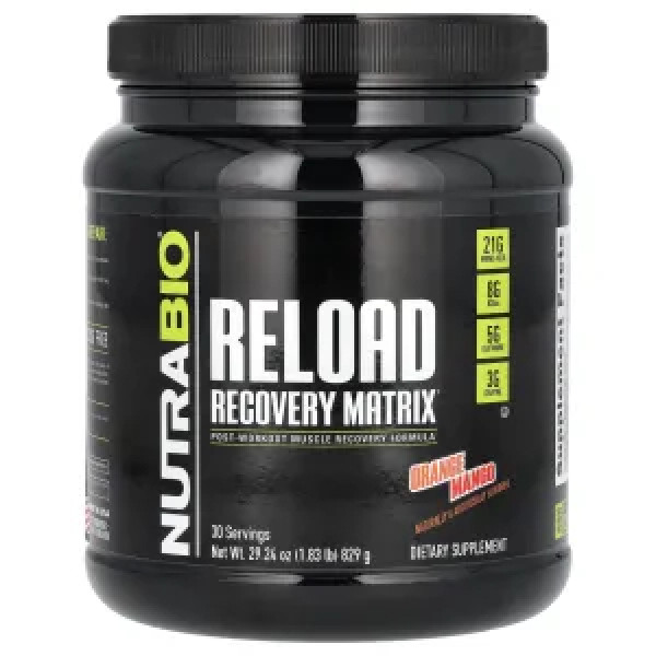 Післятренувальний комплекс, Reload Recovery Matrix, NutraBio, зі смаком манго-апельсин, 829 г