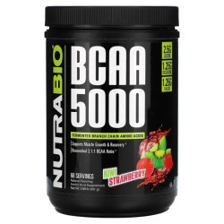 Амінокислоти BCAA 5000, смак ківі полуниці, NutraBio BCAA 5000, 401 г