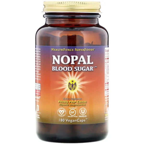 Нопал кактус, Nopal Blood Sugar, HealthForce Superfoods, 180 веганських капсул