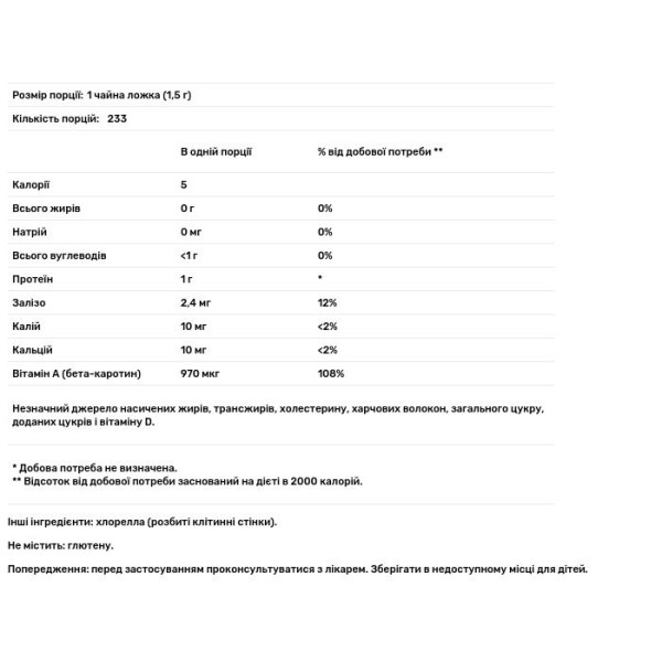 Хлорела, Chlorella Manna, HealthForce Superfoods, 350 грам