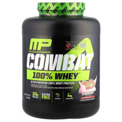 Сывороточный протеин, Combat 100% Whey Protein MusclePharm, клубника, 2,24 кг