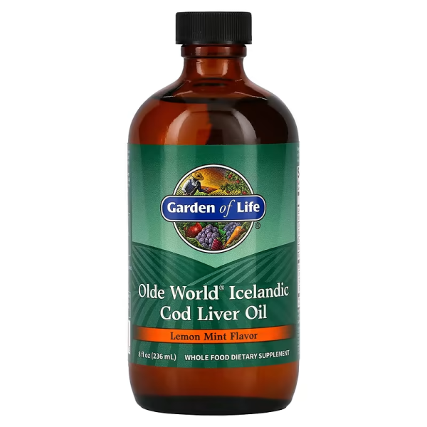 Риб'ячий жир з печінки тріски, Cod Liver Oil, Garden of Life, смак лимона і м'яти, 236 мл