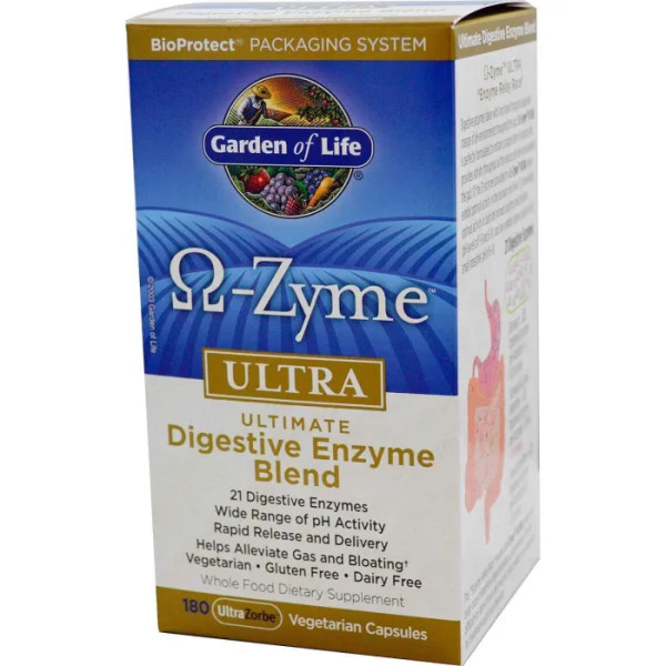 Ферменти для травлення, Ω-Zyme, Ultra, Garden of Life, 180
