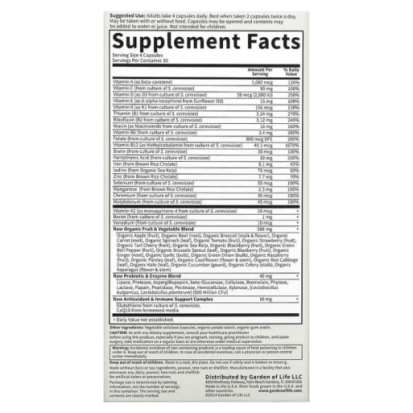 Сирі Вітаміни для жінок, Whole Food Multivitamin for Women, Garden of Life, цільнохарчові, 120 вегетаріанських капсул