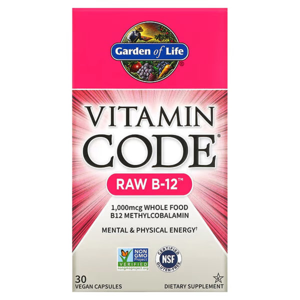 Сирі вітаміни, комплекс В-12, Vitamin Code, Raw B-12, Garden of Life, 30 веганських капсул