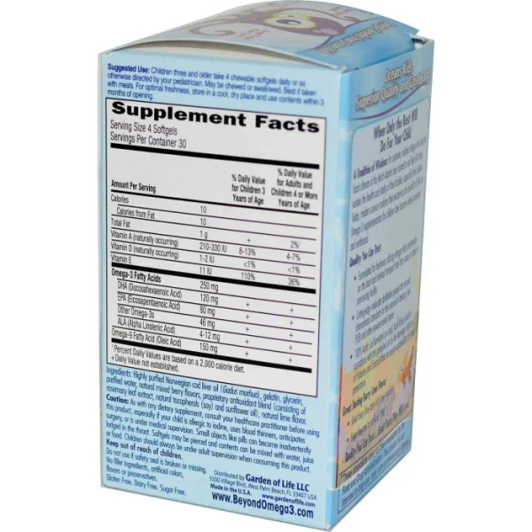 Риб'ячий жир для дітей, Oceans Kids, DHA, Garden of Life, 120шт