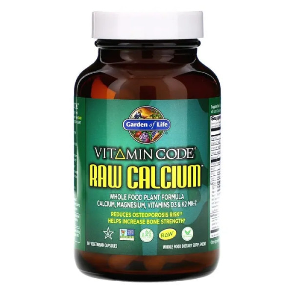Сирі вітаміни з кальцієм, Raw Calcium, Garden of Life, Vitamin Code, 60 капсул