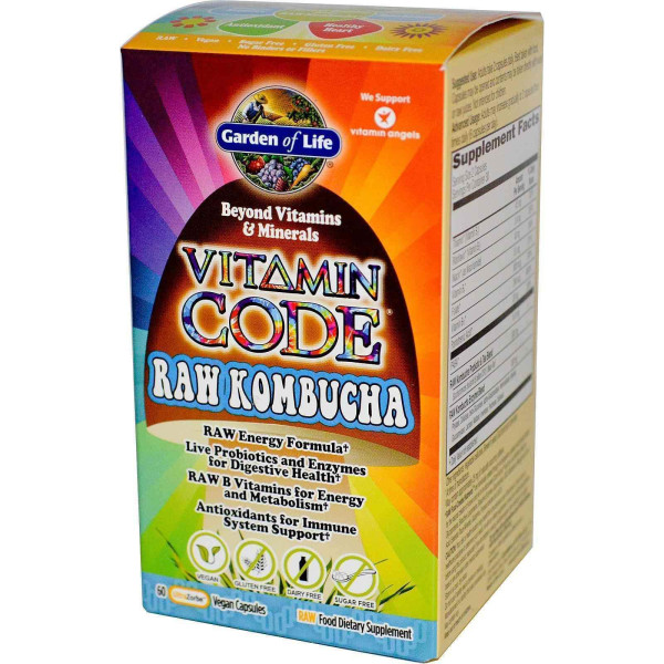 Комбуча (чайний гриб), RAW Kombucha, Garden of Life, 60 капсул