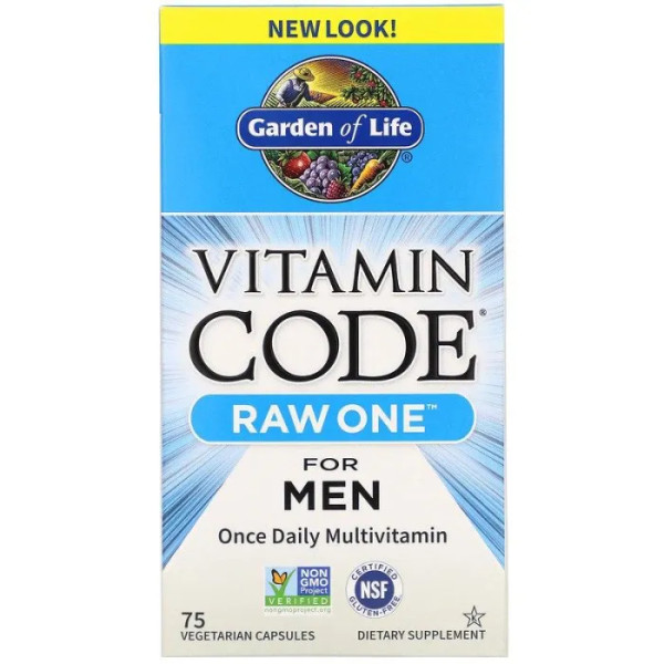 Сирі вітаміни для чоловіків, Raw Multi-Vitamin, Garden of Life, Vitamin Code, 1 в день, 75 капсул