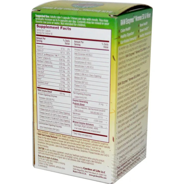 Ферменти для жінок 50+, RAW Enzymes, Garden of Life, 90 кап.