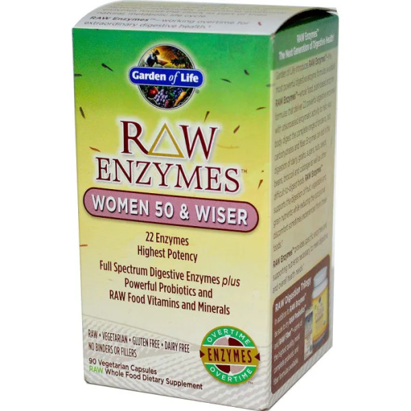 Ферменти для жінок 50+, RAW Enzymes, Garden of Life, 90 кап.