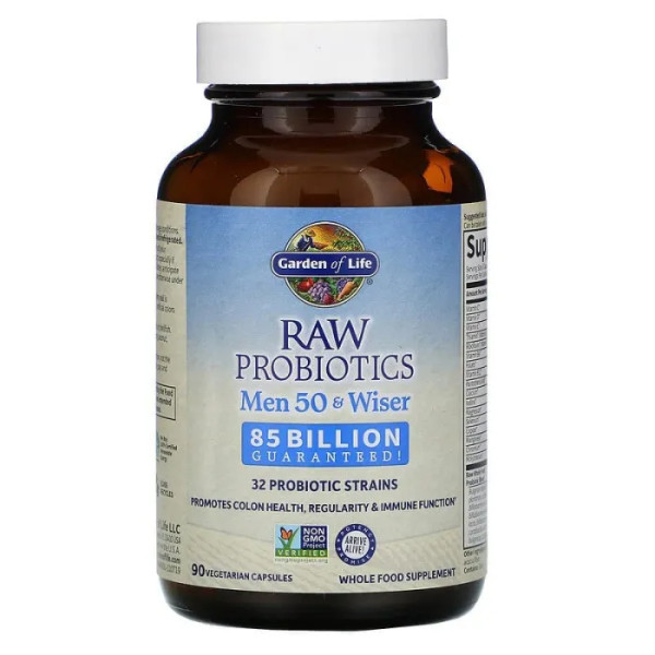 Пробиотики для мужчин старше 50, Probiotics, Men, Garden of Life, сырые, 85 млрд живых культур, 90 вегетарианских капсул