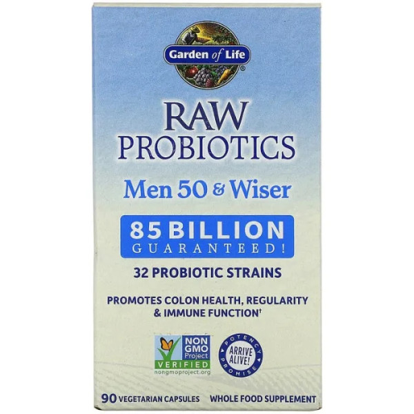 Пробиотики для мужчин старше 50, Probiotics, Men, Garden of Life, сырые, 85 млрд живых культур, 90 вегетарианских капсул
