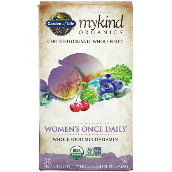 Мультивітаміни для жінок, Women's Multivitamin, Garden of Life, MyKind Organics, 1 на день, 30 веганських таблеток
