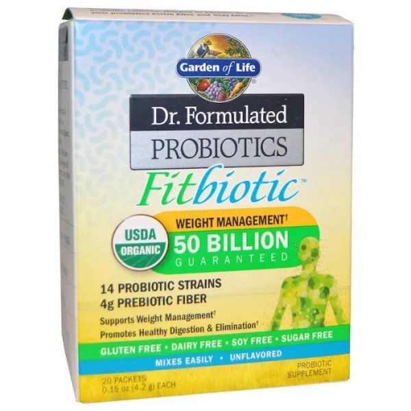 Пробіотик, Probiotics Fitbiotic, Garden of Life, органік, 20 пакетиків по 4,2 г