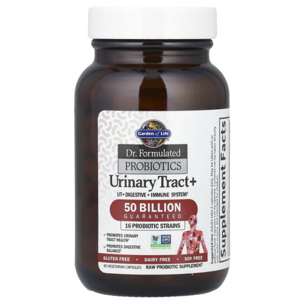 Пробіотики + підтримка сечовивідних шляхів, Dr. Formulated Probiotics, Urinary Tract+, Garden of Life, 50 млрд. 60 вегетаріанських капсул
