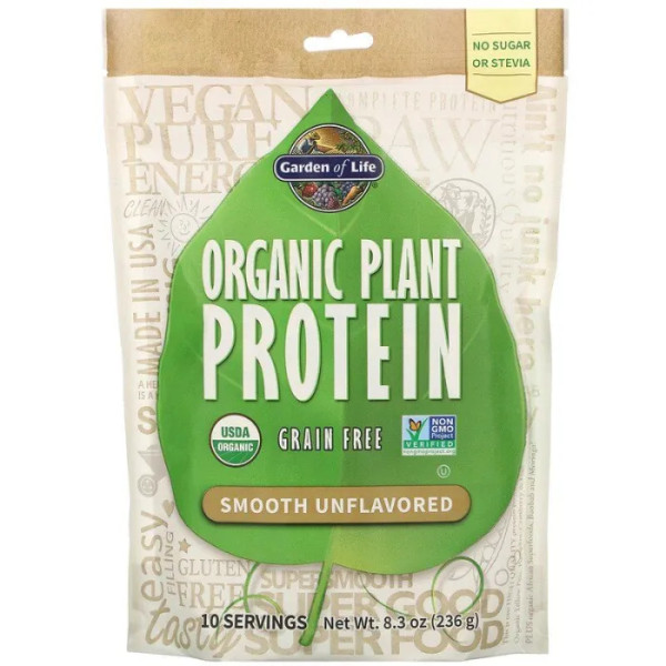 Рослинний протеїн, Garden of Life, Plant Protein, органік, без ароматизаторів, 236 г