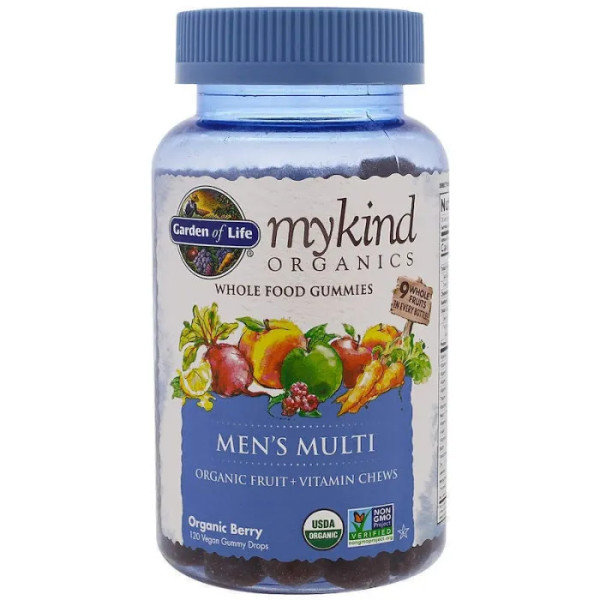 Мультивітаміни для чоловіків, Men's Multi, Garden of Life, Mykind Organics, органік, для веганів, смак ягід, 120 жувальних цукерок