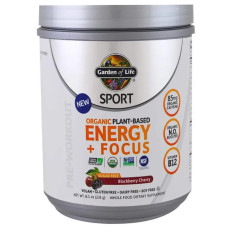 Рослинний протеїн перед тренуванням, Energy + Focus Garden of Life Sport, органік, смак ожина та вишня, 231 г