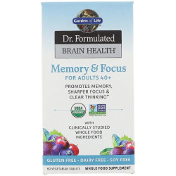 Поддержка памяти и концентрации 40+, Memory & Focus Garden of Life Dr. Formulated Brain Health, 60 вегетарианских таблеток