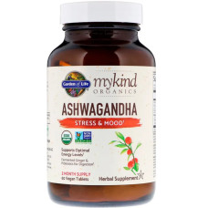 Ашваганда для стресу та настрою, Garden of Life MyKind Organics Ashwagandha, 60 таблеток