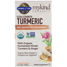 Куркума для запальної відповіді, Garden of Life MyKind Organics Turmeric, підвищена сила, 60 веганських таблеток