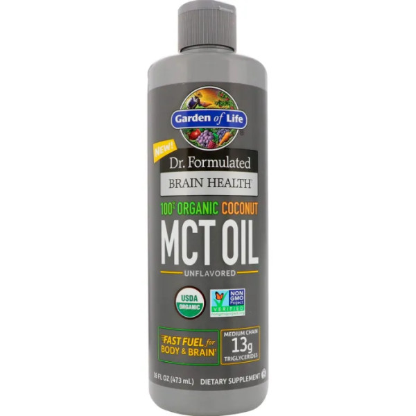 Олія MCT, Coconut MCT Oil, Garden of Life, 100% органічна кокосова олія, без ароматизаторів, 473 мл