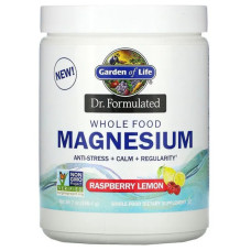 Порошок магнію, Garden of Life Dr. Formulated Magnesium Powder, цільнохарчовий порошок, смак малина та лимон, 198,4 г