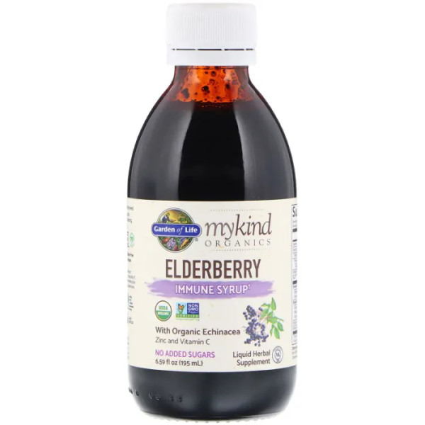 Чорна бузина для імунітету, Elderberry Immune, Garden of Life, MyKind Organics, сироп, 195 мл