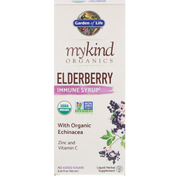 Чорна бузина для імунітету, Elderberry Immune, Garden of Life, MyKind Organics, сироп, 195 мл