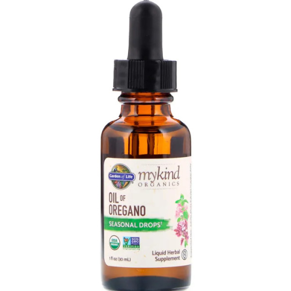 Орегано масло, Oil of Oregano, Garden of Life, MyKind Organics, сезонные капли, 30 мл