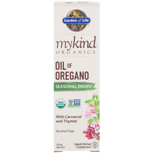 Орегано масло, Oil of Oregano, Garden of Life, MyKind Organics, сезонные капли, 30 мл