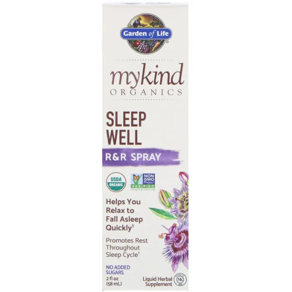 Здоровий сон, Sleep Well, Garden of Life, MyKind Organics, спрей, 58 мл