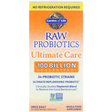Пробиотики для восстановления микрофлоры, Garden of Life Raw Probiotics Ultimate Care, 30 вегетарианских капсул