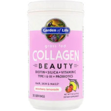 Пептиди колагену, полуничний лимонад, порошок, Garden of Life Grass Fed Collagen Beauty, 270 г