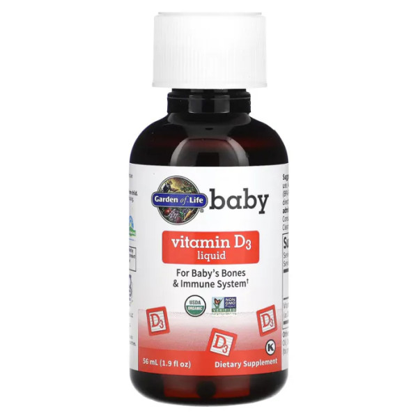 Вітамін D3 для дітей, Baby Vitamin D3 Liquid, Garden of Life, 56 мл