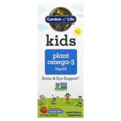 Омега-3 для детей жидкая, со вкусом клубника, Kids Plant Omega-3 Liquid Garden of Life, 57,5 мл