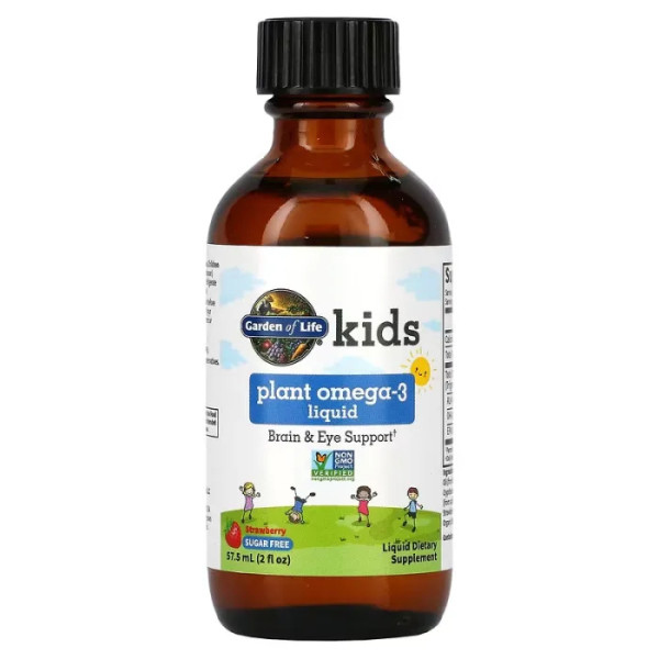 Омега-3 для дітей рідка, зі смаком полуниці, Kids Plant Omega-3 Liquid, Garden of Life, 57,5 мл
