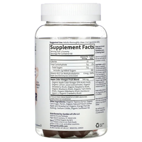Жувальні мармеладки з органічним яблучним оцтом, Apple Cider, Garden of Life, MyKind Organics, 60 шт
