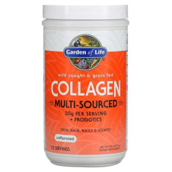 Коллаген мульти-источниковый, Garden of Life Multi-Sourced Collagen, grass-fed и wild-sourced, без вкуса, 270 г