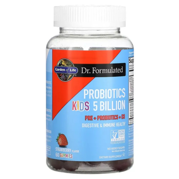 Пробіотики для дітей, Probiotics Kids, Garden of Life, 5 мільярдів, зі смаком полуниці, 60 жувальних цукерок