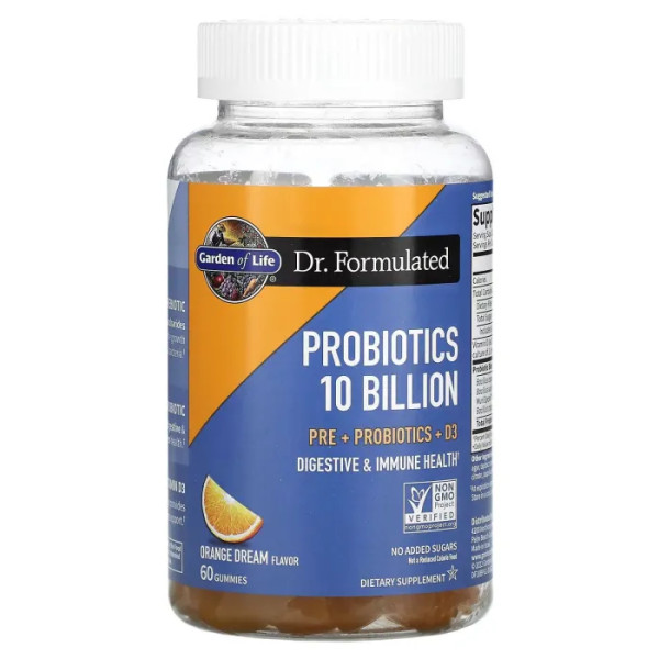 Пробіотики, Probiotics, Garden of Life, 10 мільярдів, зі смаком апельсина, 60 жувальних цукерок