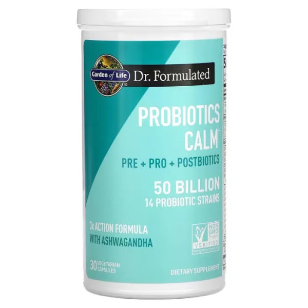 Заспокійливі пробіотики, Probiotics Calm, Garden of Life, 50 мільярдів КУО, 30 капсул