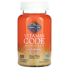 Вітаміни D3 та K2, жувальні, смак малина лимон, Garden of Life Vitamin Code Gummies Vitamins D3 & K2, 45 жувальних цукерок