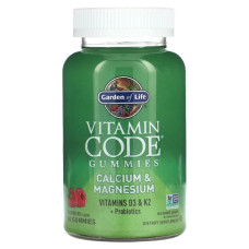 Кальцій та магній жувальні, смак полуниці, Garden of Life Vitamin Code Gummies Calcium & Magnesium, 60 жувальних цукерок