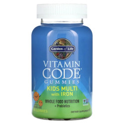 Мультивитамины для детей с железом жевательные, вкус апельсин, Garden of Life Vitamin Code Gummies Kids Multi, 90 жевательных конфет