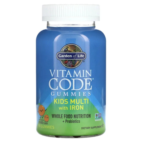 Мультивітаміни для дітей із залізом, Kids Multi, Vitamin Code Gummies, Garden of Life, апельсин, 90 жувальних цукерок