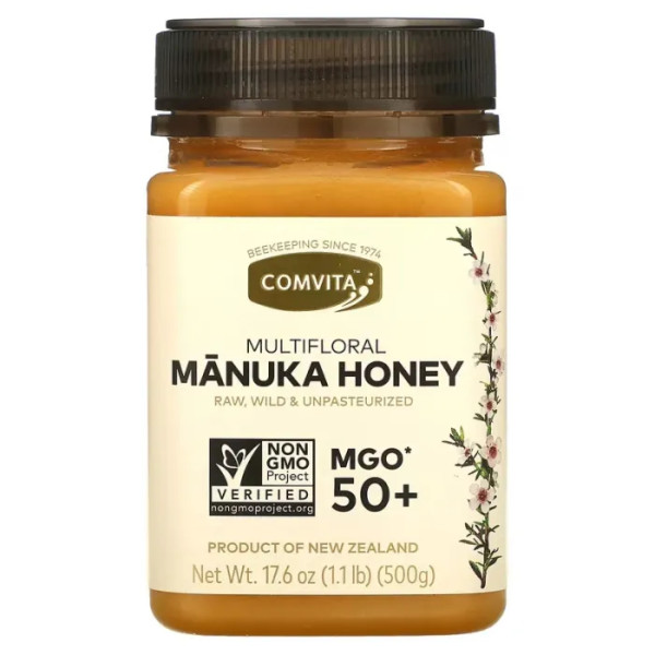 Манука мед різнокольоровий, Multifloral Manuka Honey, Comvita, MGO 50+, 500 г